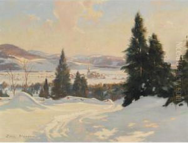 Glimpse Of St. Sauveur, Laurentians, Que. Oil Painting by Eric John Benson Riordon