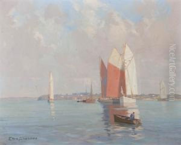 Harbour View. Oil Painting by Eric John Benson Riordon