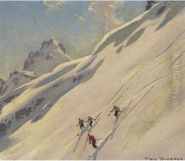 Skiers Oil Painting by Eric John Benson Riordon