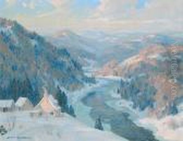 Untitled - The Thawing River Oil Painting by Eric John Benson Riordon