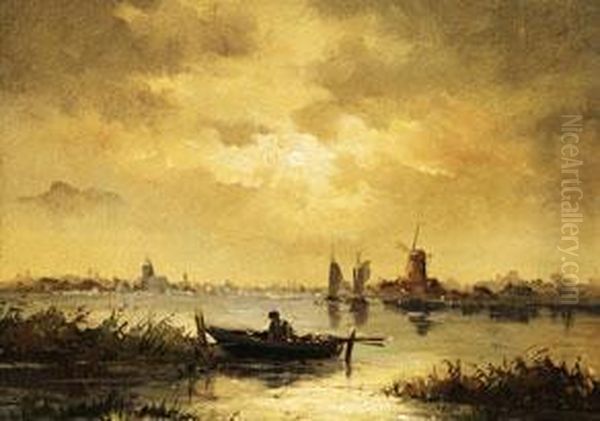 Niederlandische Flusslandschaft Oil Painting by Willem Cornelis Rip