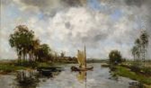 River View Of The Gouwe Oil Painting by Willem Cornelis Rip