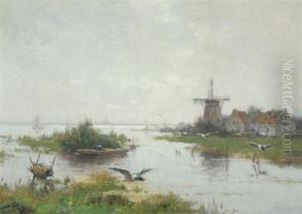 Plas Loosdrecht Oil Painting by Willem Cornelis Rip