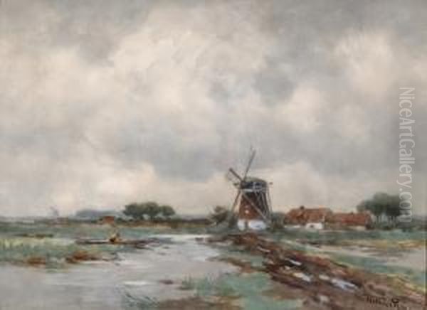 Landscape With A Mill Andhouses Oil Painting by Willem Cornelis Rip