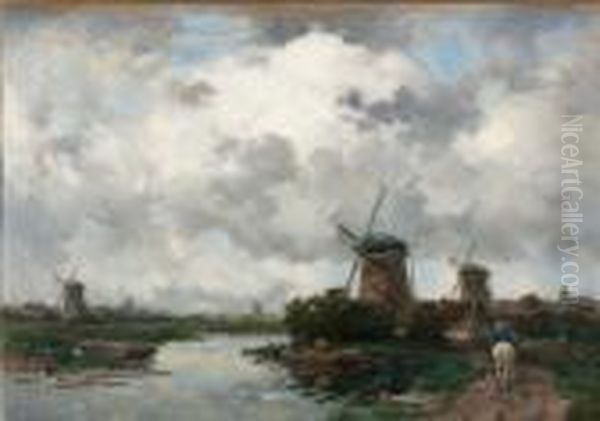 Hollandsch Landschap, Molens Bij Gouda Oil Painting by Willem Cornelis Rip