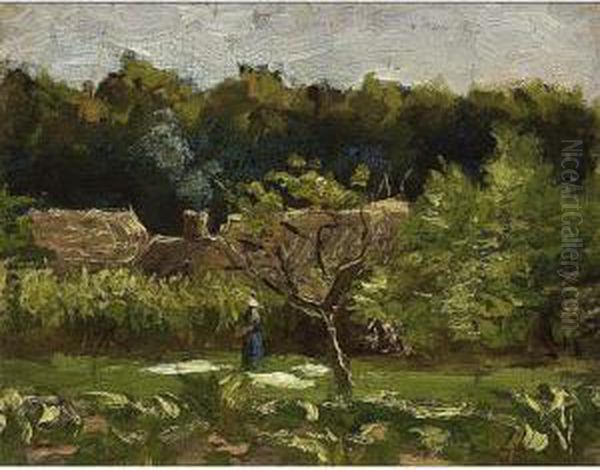 A Summer Landscape Oil Painting by Willem Cornelis Rip