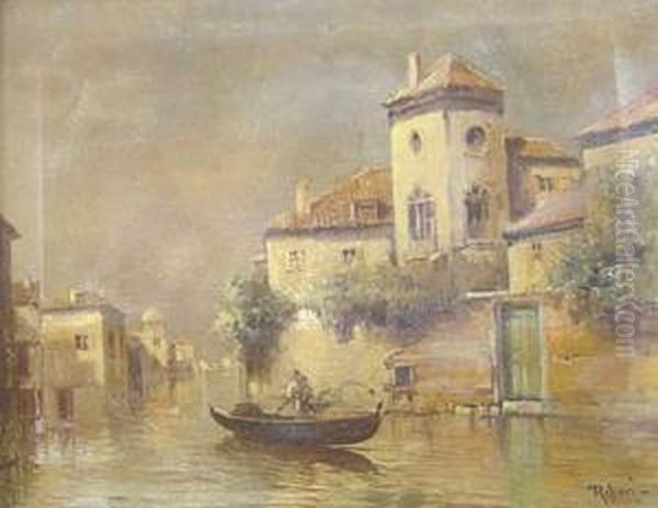 Venetian View Oil Painting by Virgilio Ripari