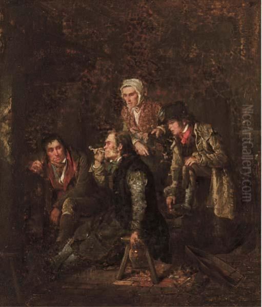 A Fireside Tale Oil Painting by Edward Villiers Rippingille