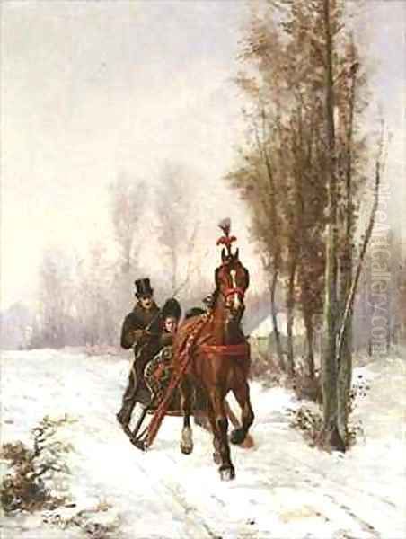 The Sledge Oil Painting by Francois Duyck