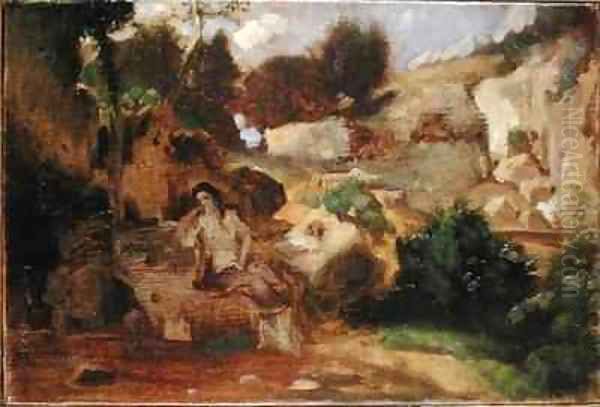 Landscape with the Penitent Magdalene Oil Painting by Heinrich Dreber