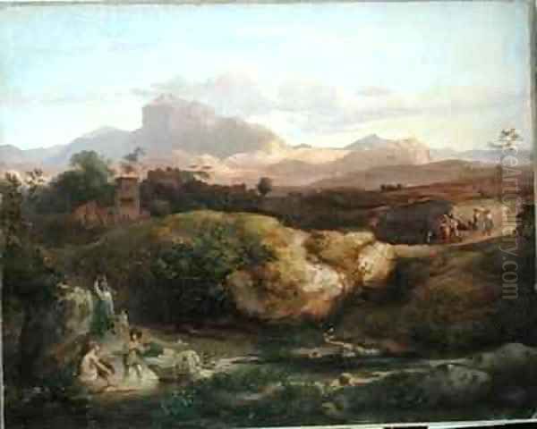 Roman Landscape Oil Painting by Heinrich Dreber