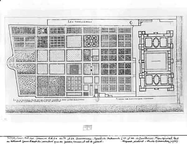 Plan of the Palace and Garden of the Tuileries Paris Oil Painting by J. Androuet (du Cerceau) Ducerceau