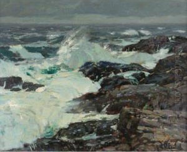 The Breakers, California Coast Oil Painting by William Frederick Ritschel