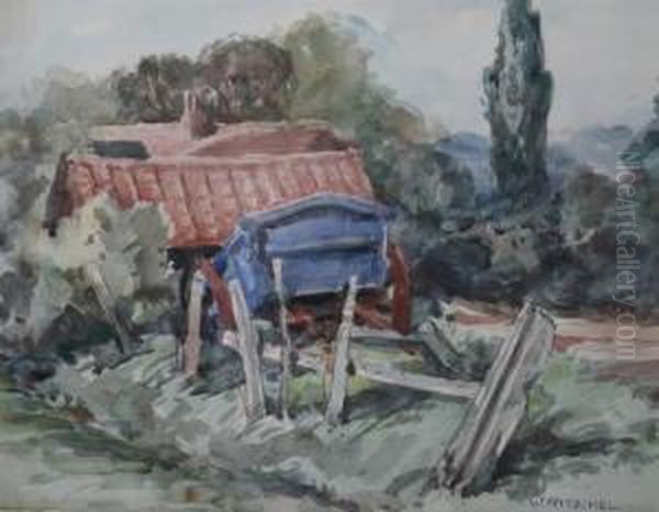 Barn And Fence Oil Painting by William Frederick Ritschel