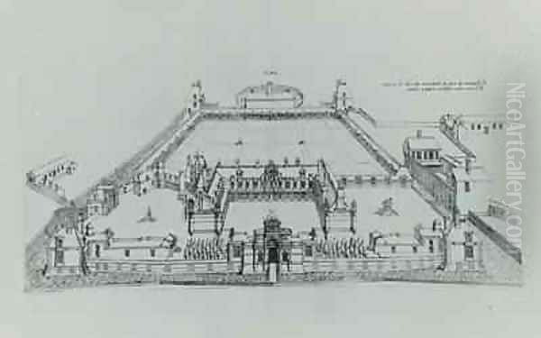 Elevation of the entrance side of a chateau Oil Painting by J. Androuet (du Cerceau) Ducerceau