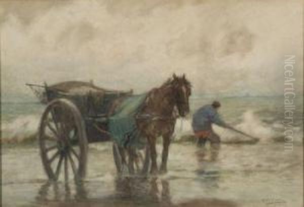 Clam Digging Oil Painting by William Frederick Ritschel