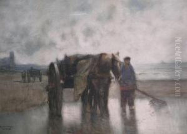 Man With A Horse Cart Oil Painting by William Frederick Ritschel