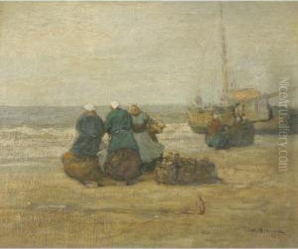 Waiting For The Boats Oil Painting by William Frederick Ritschel