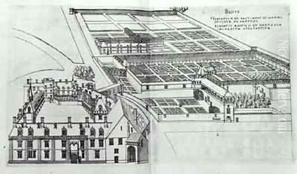 Plan of the enclosed gardens and Chateau de Gaillon Oil Painting by J. Androuet (du Cerceau) Ducerceau