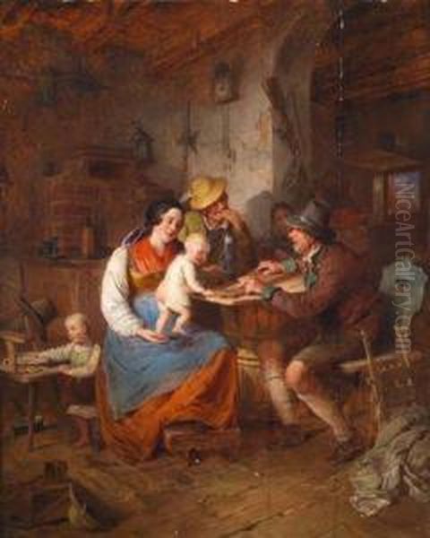 Sonntag Im Haus Des Jagers Oil Painting by Eduard Ritter