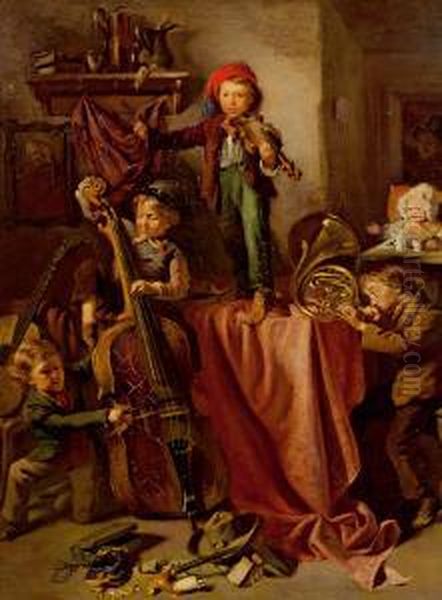 Musizierende Kinder Oil Painting by Eduard Ritter