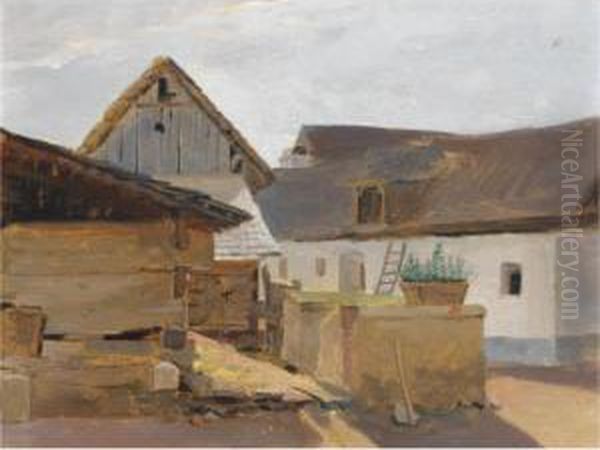 Hof In Grunddorf Oil Painting by Eduard Ritter