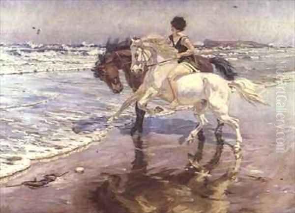 A Ride on the Beach Oil Painting by James Dobie