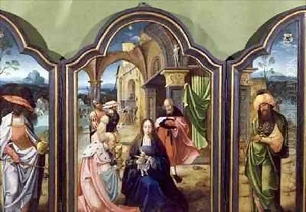 The Adoration of the Kings the Two Wings Depicting Melchior and the Negro King Balthazzar and the Central Panel Caspar Oil Painting by Jan van Doornik