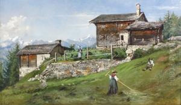 Chalet Dufour In Mayens De Sion. Oil Painting by Rafael Ritz