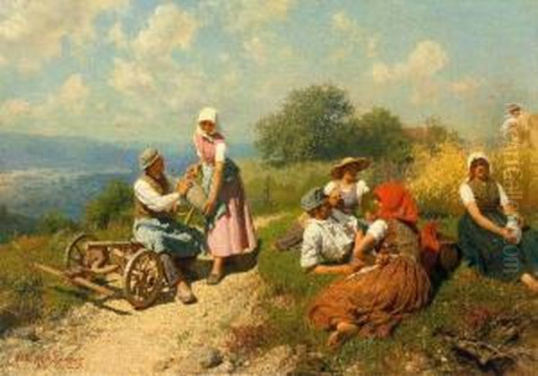 Ruhende Schnitter Oil Painting by Albert Ritzberger