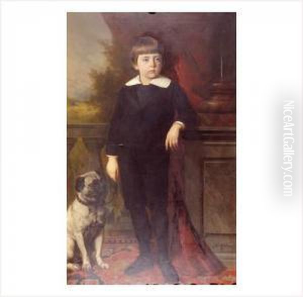 Jeune Garcon Au Bouledogue Oil Painting by Albert Ritzberger