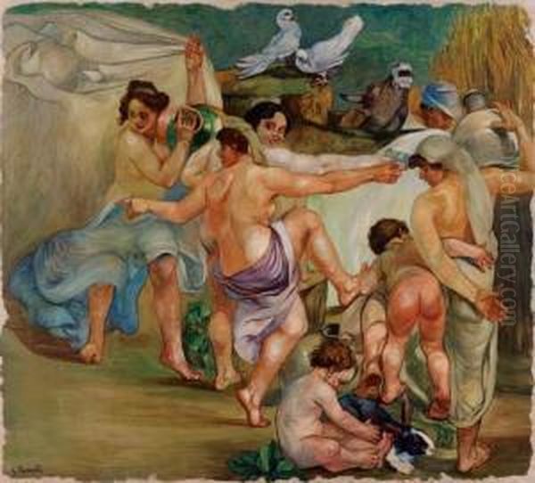 La Danza Della Primavera, ( 1931/'32) Oil Painting by Giuseppe Rivaroli