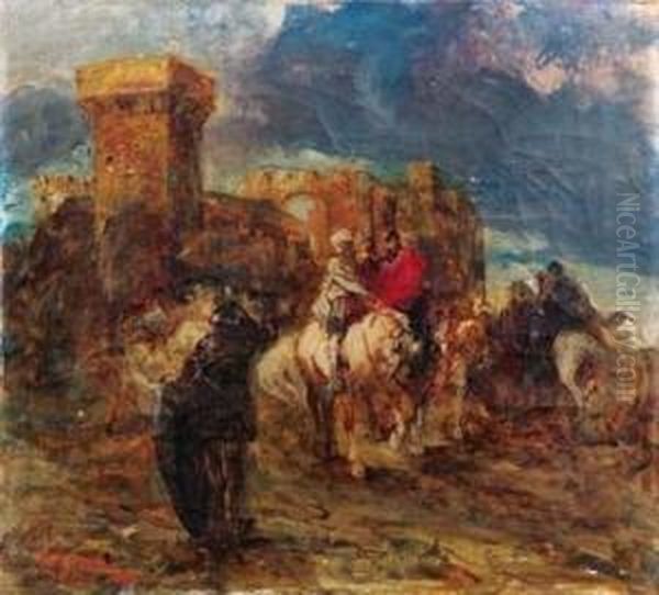 Cavalieri Arabi Oil Painting by Giuseppe Rivaroli