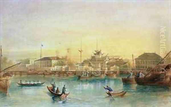 The First Custom House at Shanghai China Oil Painting by Lieutenant Durand