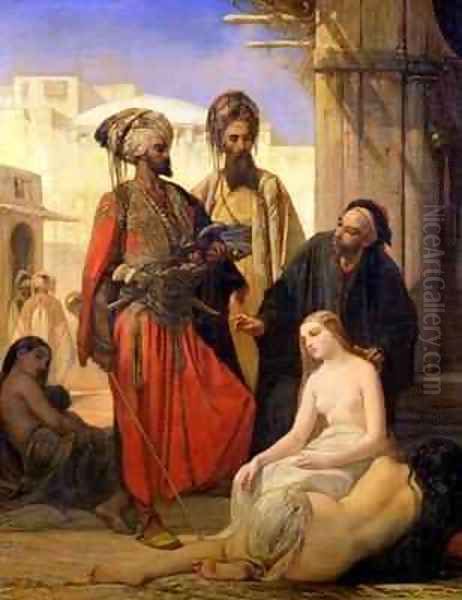 A Slave Market in Asia Minor Oil Painting by Louis Devedeux