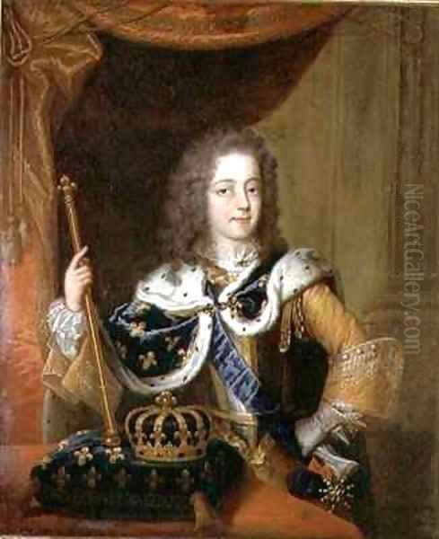 Portrait of Louis XV 1710-74 as a young man Oil Painting by Pierre-Simon Dequoy