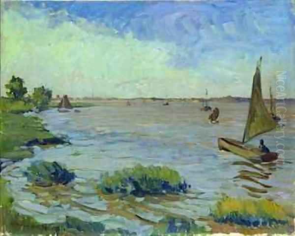 Windy Day on the Elbe Oil Painting by Richard Dreher