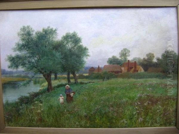 River Landscape Oil Painting by Leopold Rivers