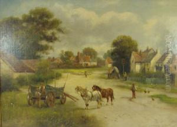 Rural English Village Oil Painting by Leopold Rivers