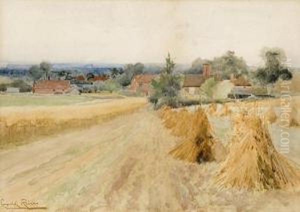 Harvest Landscape Oil Painting by Leopold Rivers