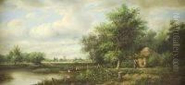 Leopold Rivers . Pastoral Idyll Oil Painting by Leopold Rivers