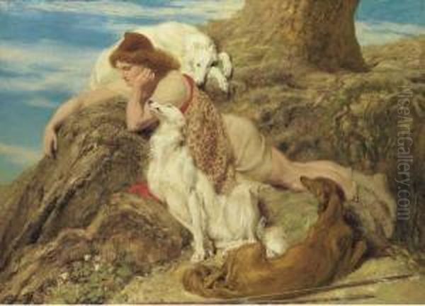 Endymion 'ah! Well-a-day, Why Should Our Young Endymion Pine Away!' Oil Painting by Briton Riviere