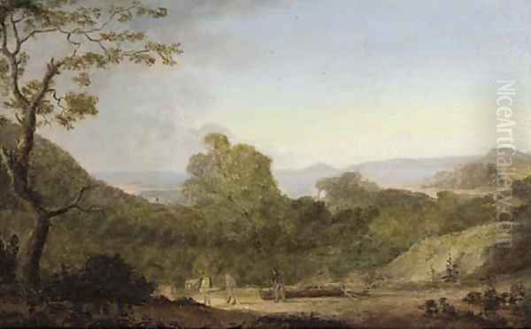 Briton Ferry in Glamorganshire, looking towards The Mumbles Oil Painting by Anthony Devis