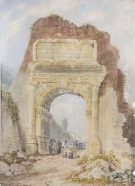 Roma, L'arco Di Tito Oil Painting by Henry Parsons Riviere