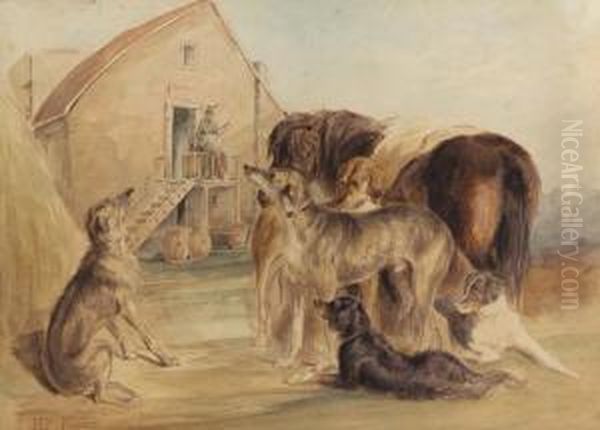 Cani Oil Painting by Henry Parsons Riviere