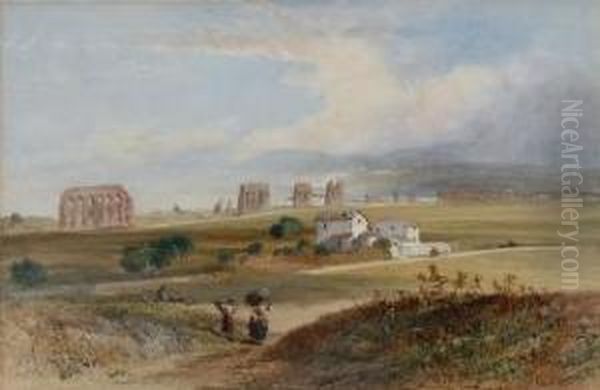 Veduta Della Campagna Romana Oil Painting by Henry Parsons Riviere