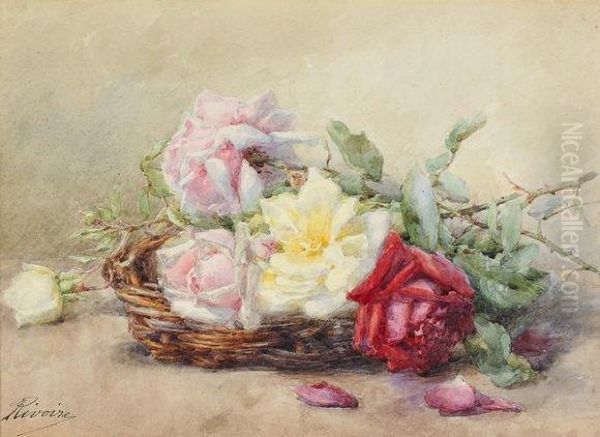 Panier De Roses Oil Painting by Francois Rivoire