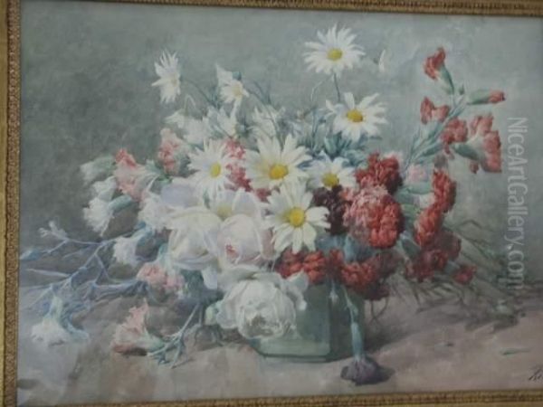 Oeillets Et Marguerites Oil Painting by Francois Rivoire