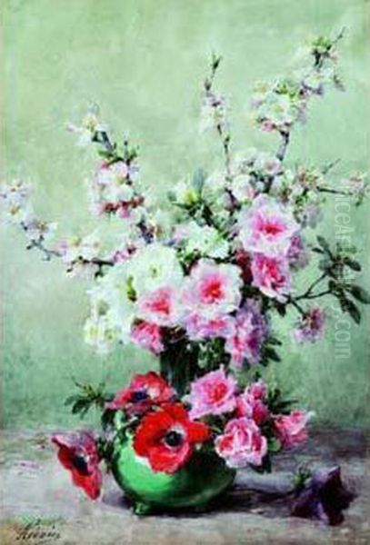 Fleurs De Pommiers Et Anemones Oil Painting by Francois Rivoire