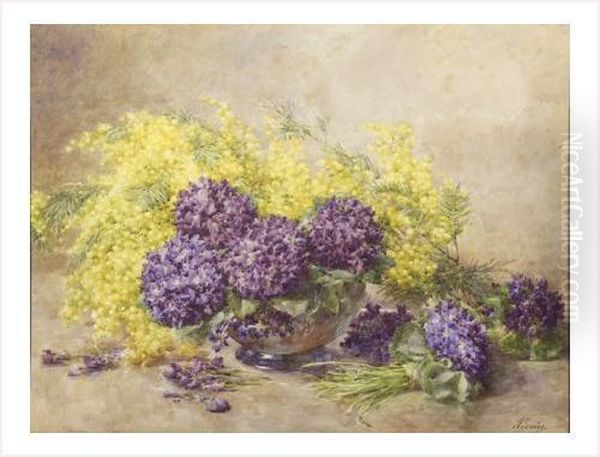 Violettes Et Mimosas Oil Painting by Francois Rivoire